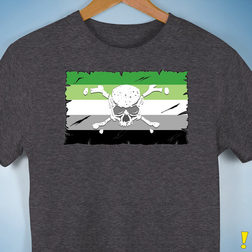 Aromantic Pride Pirate Flag Premium Unisex T-Shirt - Dark Grey Heather
